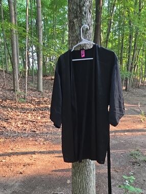 La SENZA Open-Front Black Robe  Women With Matching Tie